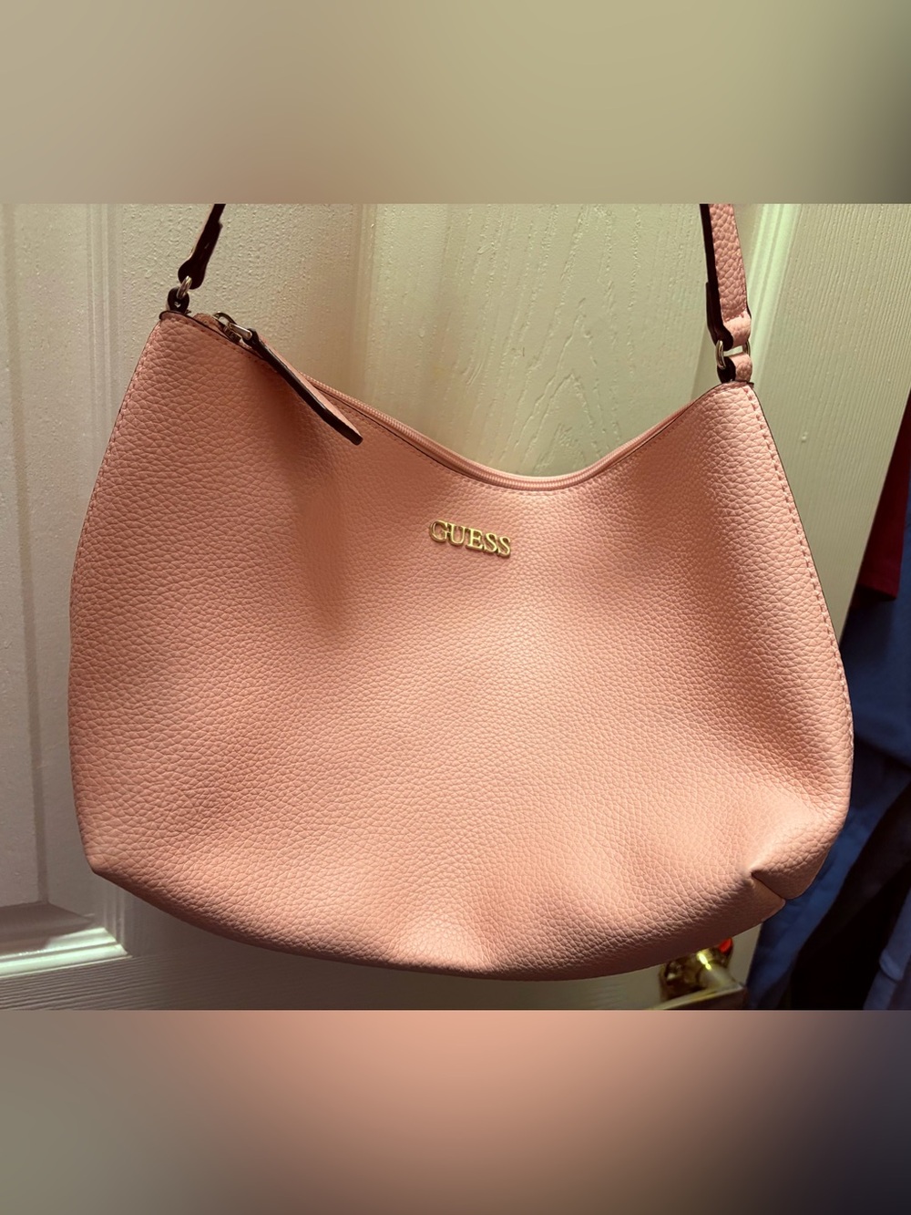 GUESS Pink Pebbled Leather Shoulder Bag
